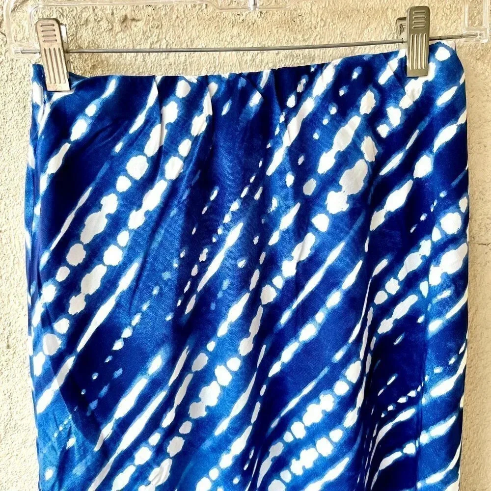 Japna Midi Satin Skirt Blue White Medium